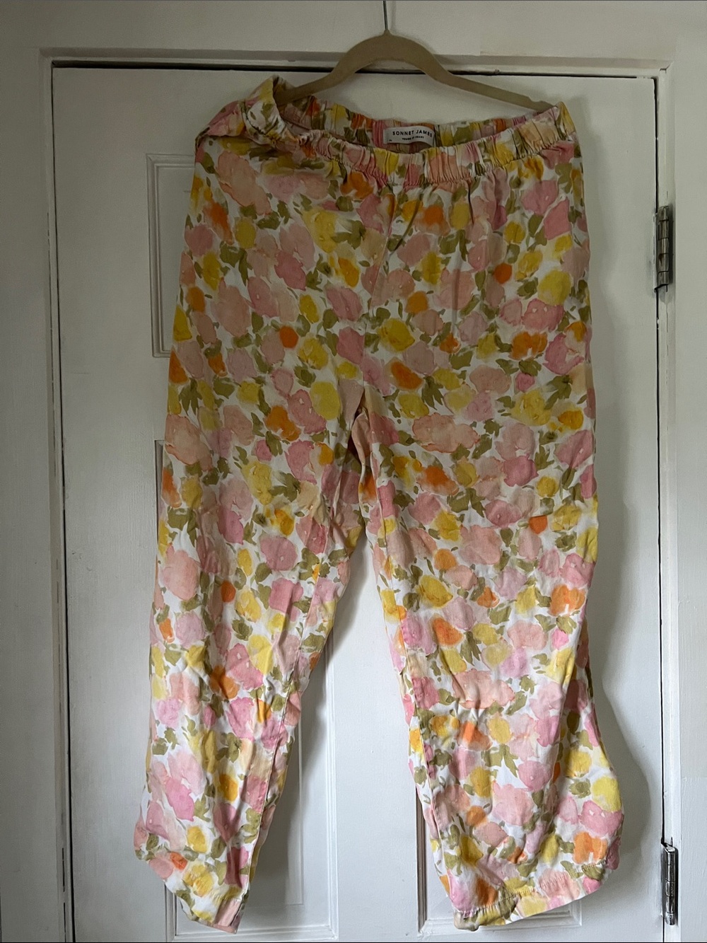 Sonnet James Designer - Floral Elastic Waist Pants - Pink & Yellow